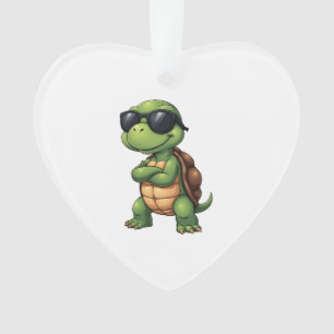 Dabbing Sea Turtle Animal Lover Rettete die Schild Ornament