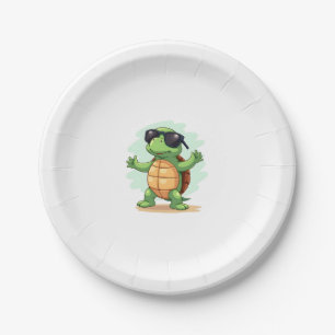 Dabbing Sea Turtle Animal Lover Rettete die Schild Pappteller