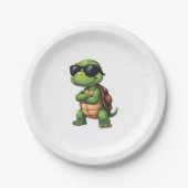 Dabbing Sea Turtle Animal Lover Rettete die Schild Pappteller (Vorderseite)