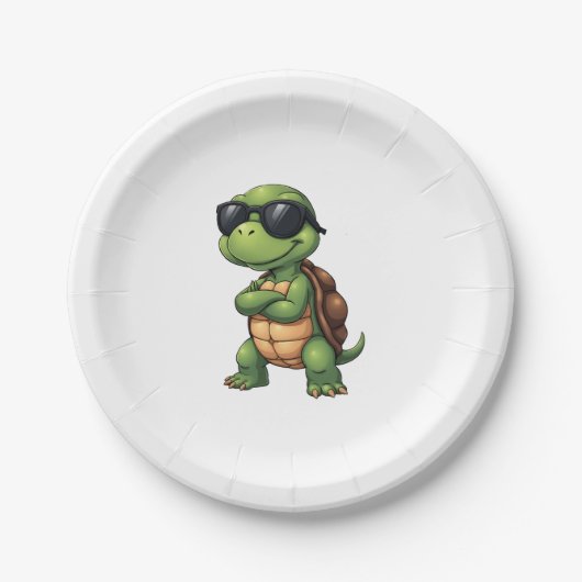 Dabbing Sea Turtle Animal Lover Rettete die Schild Pappteller (Vorderseite)