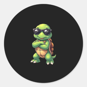 Dabbing Sea Turtle Animal Lover Rettete die Schild Runder Aufkleber