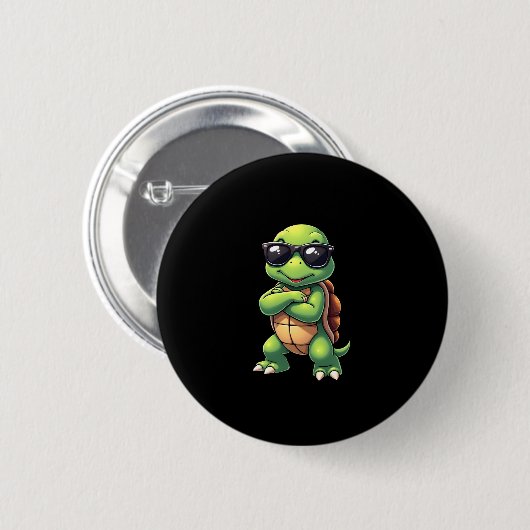 Dabbing Sea Turtle Animal Lover Save The Turtles ( Button (Vorne & Hinten)