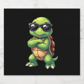 Dabbing Sea Turtle Animal Lover Save The Turtles ( Schaumweinetikett (Einzelnes Label)