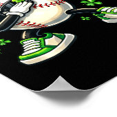 Dabbing Shamrock Baseball St. Patrick's Day Kinder Poster (Ecke)