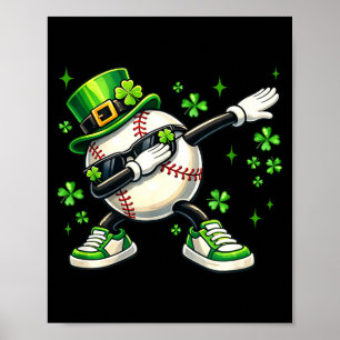 Dabbing Shamrock Baseball St. Patrick's Day Kinder Poster