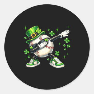 Dabbing Shamrock Baseball St. Patrick's Day Kinder Runder Aufkleber