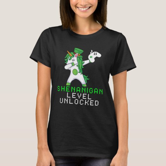 Dabbing Shamrock Shenanigans Leprechaun Unicorn Ga T-Shirt (Vorderseite)