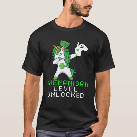 Dabbing Shamrock Shenanigans Leprechaun Unicorn Ga T-Shirt (Vorderseite)