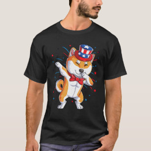 Dabbing Shiba Inu 4. Juli T Shirt Men USA Amer