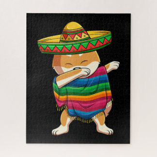Dabbing Shiba Inu Poncho Sombrero Cinco De Mayo Puzzle
