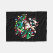 Dabbing Siamese Cat Xmas Lights Dinosaurier T Rex Fleecedecke (Vorderseite (Horizontal))