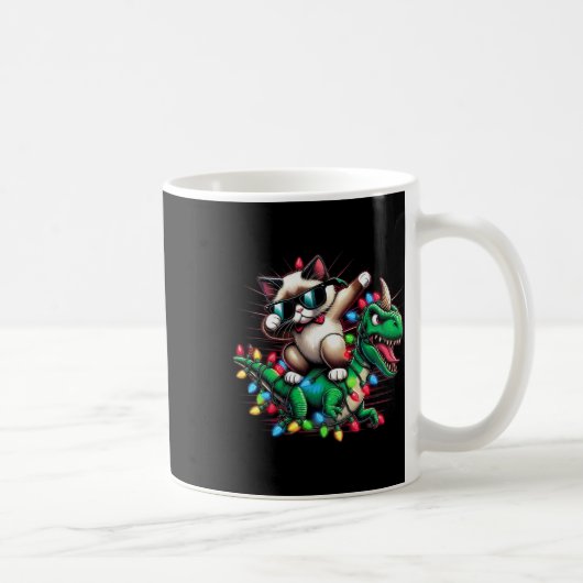 Dabbing Siamese Cat Xmas Lights Dinosaurier T Rex Kaffeetasse (Rechts)