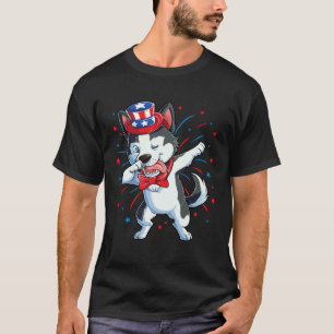Dabbing Siberian Husky 4. Juli Jungen Kinder Ameri T-Shirt