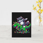 Dabbing sibirische Katze auf Weihnachtsleuchten Di Karte (Gelbe Blume)