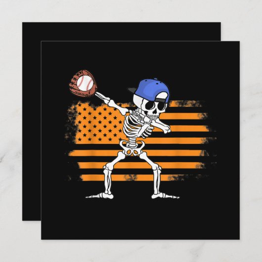 Dabbing Skeleton Baseball Funny Halloween Einladung (Vorne/Hinten)