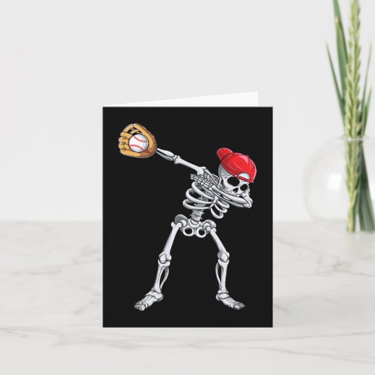 Dabbing Skeleton Baseball Halloween Spieler Catche Karte (Vorderseite)