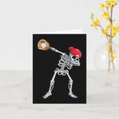 Dabbing Skeleton Baseball Halloween Spieler Catche Karte (Gelbe Blume)