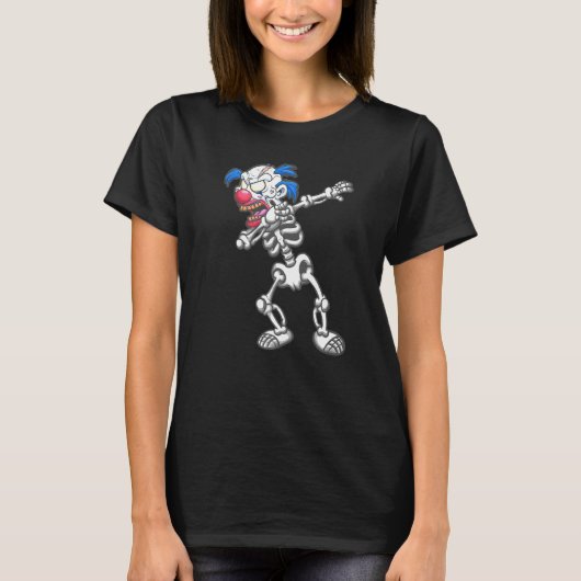 Dabbing Skeleton Beängstigend Clown Halloween Zomb T-Shirt (Vorderseite)