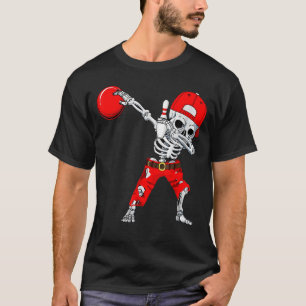 Dabbing Skeleton Bowling Ball Halloween Jungs Kind T-Shirt