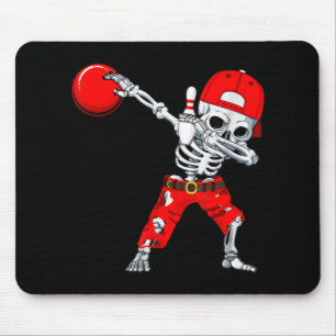 Dabbing Skeleton Bowling Fun Skull Halloween Costu Mousepad