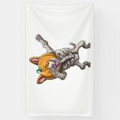 Dabbing Skeleton Corgi Niedlich Halloween Corgi Fu Banner (Vertikal)