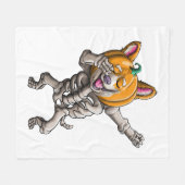 Dabbing Skeleton Corgi Niedlich Halloween Corgi Fu Fleecedecke (Vorderseite (Horizontal))