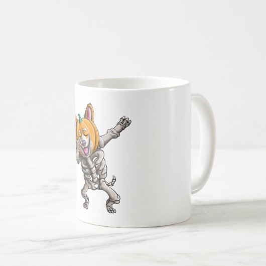 Dabbing Skeleton Corgi Niedlich Halloween Corgi Fu Kaffeetasse (VorderseiteRechts)