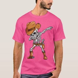 Dabbing Skeleton Cowboy Halloween Boys Men Funny D T-Shirt