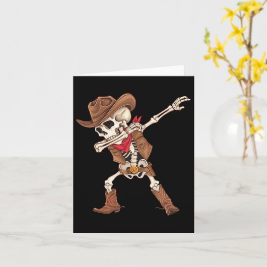 Dabbing Skeleton Cowboy Halloween Kostümjunge Männ Karte (Gelbe Blume)