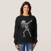 Dabbing Skeleton Dab Skeleton America Flag Sweatshirt (Vorne ganz)