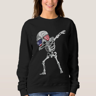 Dabbing Skeleton Dab Skeleton America Flag Sweatshirt