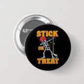 Dabbing Skeleton Eishockey Spieler Halloween Costu Button (Vorne & Hinten)