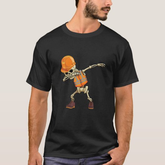 Dabbing Skeleton Engineer Hat Halloween Dab Men Wo T-Shirt (Vorderseite)