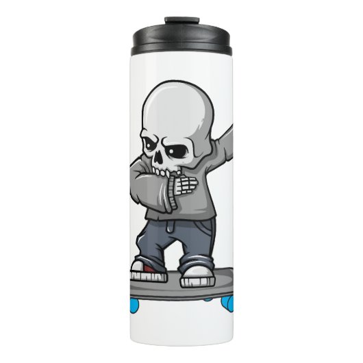 Dabbing Skeleton Funny Halloween Skater Thermosbecher (Vorderseite)