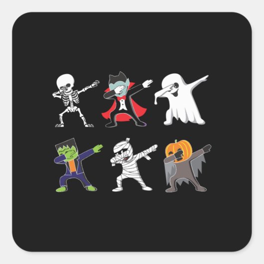 Dabbing Skeleton Halloween, Halloween, Dab Jungs Quadratischer Aufkleber (Vorderseite)