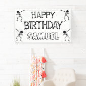 Dabbing Skeleton Halloween Happy Birthday Party Banner (Insitu)