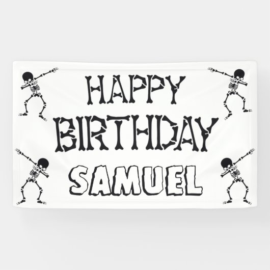 Dabbing Skeleton Halloween Happy Birthday Party Banner (Horizontal)