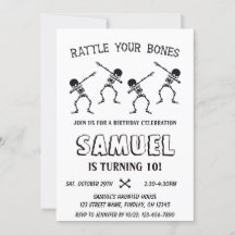 Dabbing Skeleton Halloween Happy Birthday Party