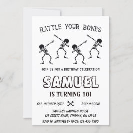 Dabbing Skeleton Halloween Happy Birthday Party Einladung