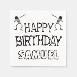 Dabbing Skeleton Halloween Happy Birthday Party Serviette