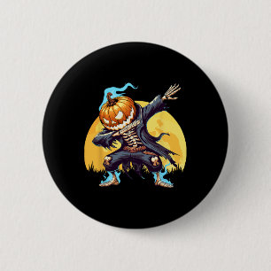 Dabbing Skeleton Headless Pumpkin Dab Dance Boys H Button