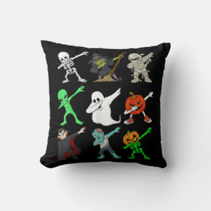 Dabbing Skeleton Hexe und Monster Halloween Kissen