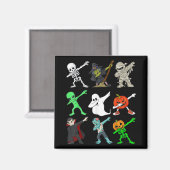 Dabbing Skeleton Hexe und Monster Halloween Magnet (Vorderseite/Rückseite)