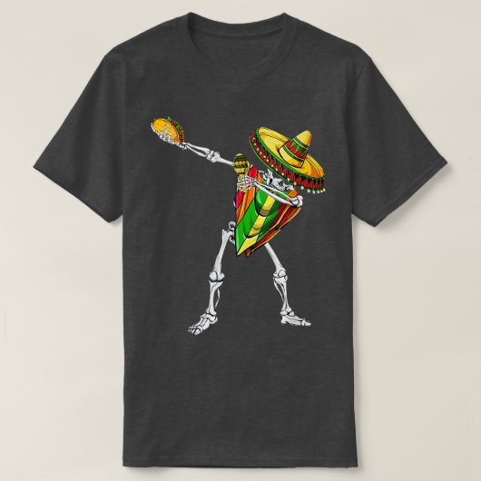 Dabbing Skeleton Meican Poncho Cinco De Mayo Sombr T-Shirt (Design vorne)