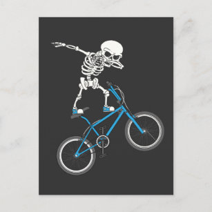 Dabbing Skeleton mtb Bicycle BMX Spaß Postkarte