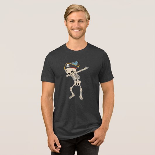 Dabbing Skeleton Niedlich Pirate Dance Tri-Blend Shirt (Vorderseite voll)