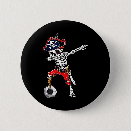 Dabbing Skeleton Pirate and Soccer Ll Halloween Co Button (Vorderseite)