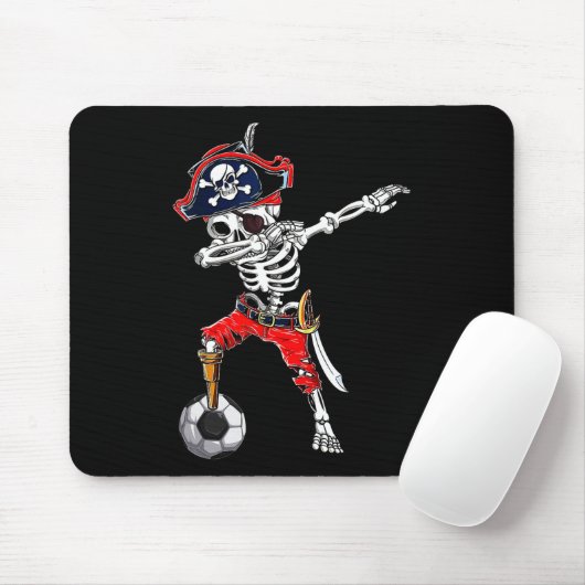 Dabbing Skeleton Pirate and Soccer Ll Halloween Co Mousepad (Mit Mouse)