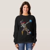 Dabbing Skeleton Pirate Bocce Ball Boccie Hallowee Sweatshirt (Vorne ganz)