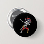 Dabbing Skeleton Pirate Funny Halloween Kinder Jol Button (Vorne & Hinten)